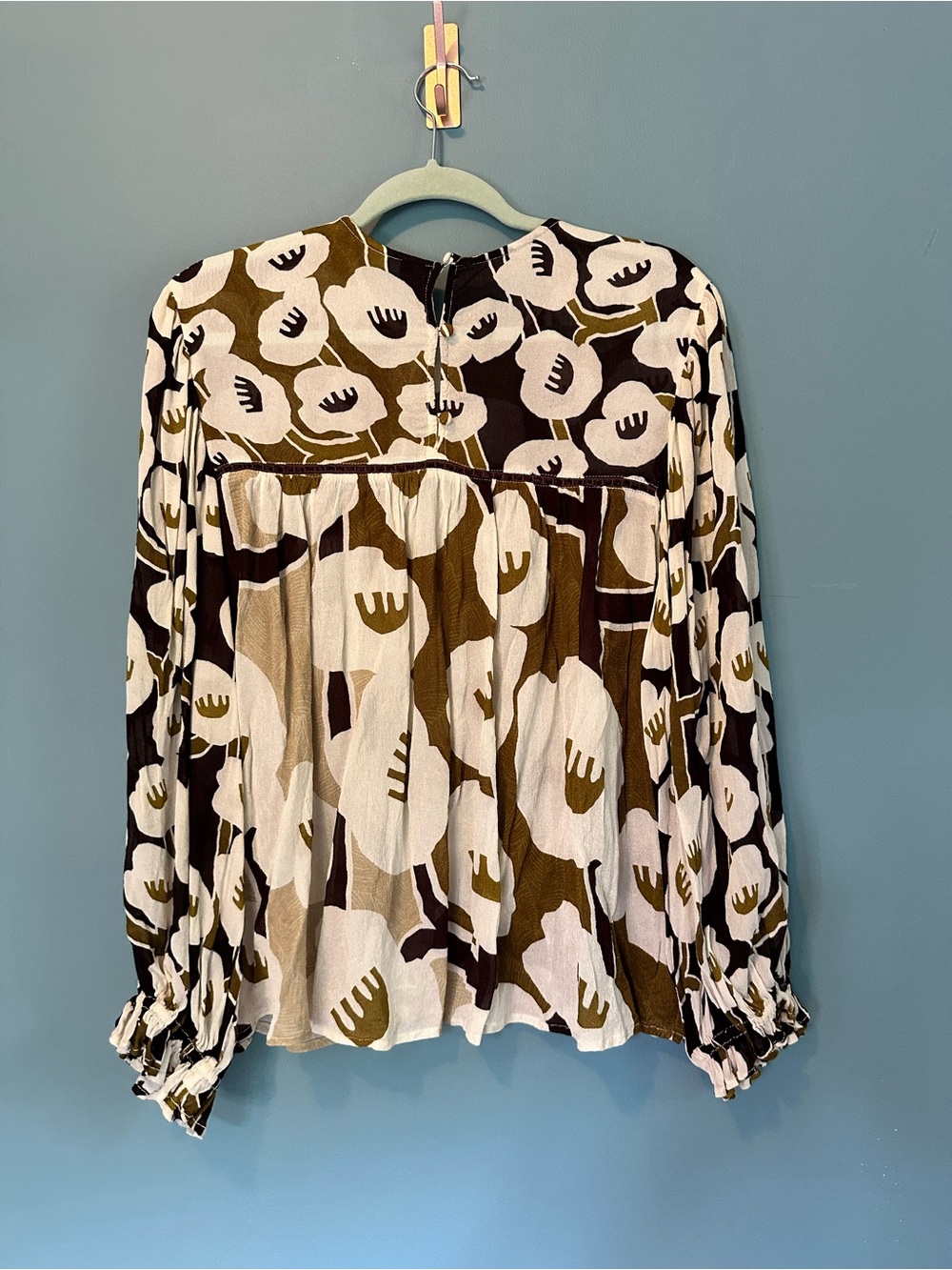 BL^NK London Anthropologie Abstract Boho Blouse XL Style Artsy Peasant Top - Picture 9 of 10